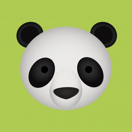 abstract cute panda face on green backgroundのイラスト素材