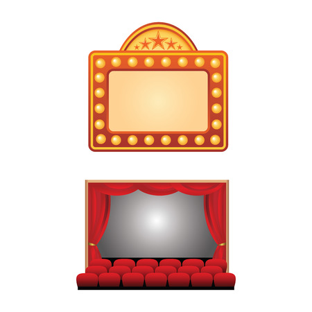 abstract cinema symbols with shadow effect on white backgroundのイラスト素材
