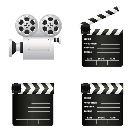 abstract cinema symbols with shadow effect on white backgroundのイラスト素材