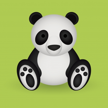 abstract cute panda with shadow effect on green backgroundのイラスト素材