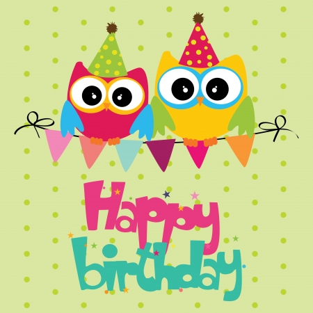 abstract happy birthday card with special objectsのイラスト素材