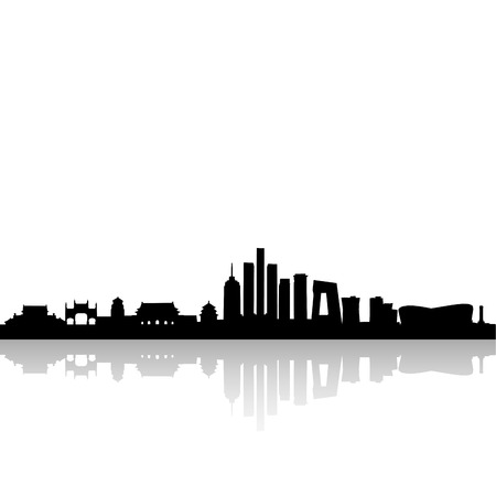abstract buildings silhouettes with shadow effect on white backgroundのイラスト素材