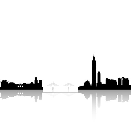 abstract buildings silhouettes with shadow effect on white backgroundのイラスト素材