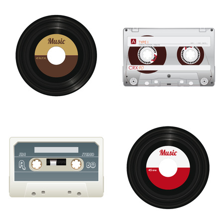 abstract music objects on a white backgroundのイラスト素材