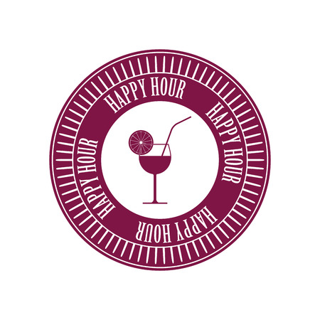 abstract happy hour label on a white backgroundのイラスト素材