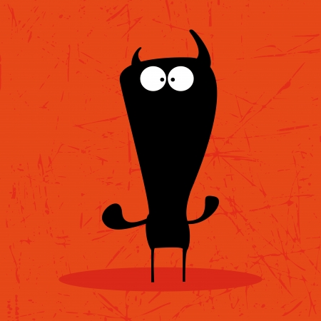 abstract monster silhouette on a orange backgroundのイラスト素材