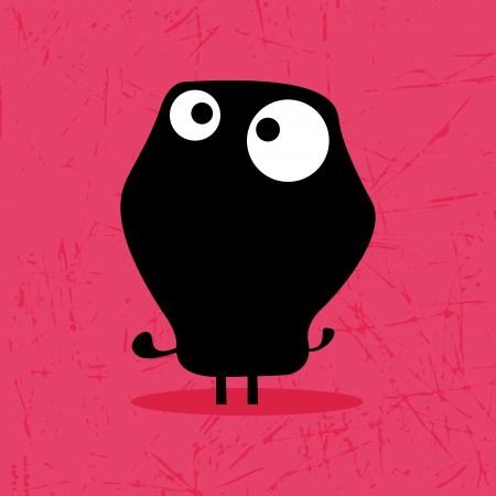 abstract monster silhouette on a pink backgroundのイラスト素材