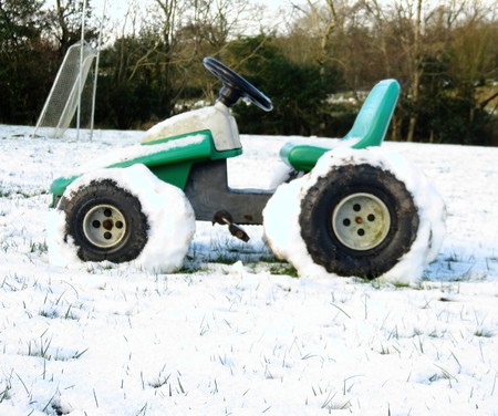 Tractor in snowの写真素材