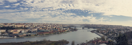 Panorama. Fantastic views of the city and the hill on a sunny day from a viewing point. Istanbul, Turkey.の写真素材