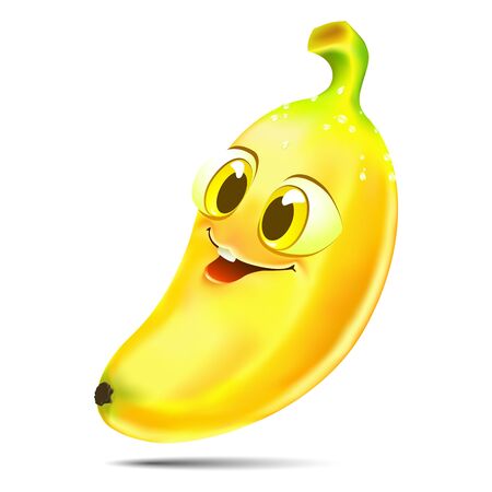 funny cartoon fruit banana with big eyesのイラスト素材