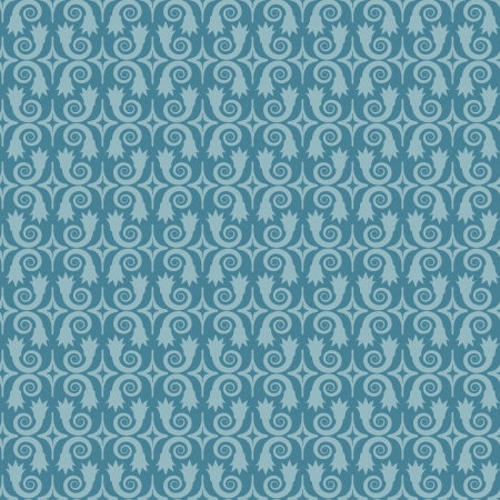  Blue seamless pattern. Objects grouped and named in English. No mesh, gradient, transparency used. のイラスト素材