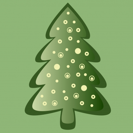 Green christmas card with decorated pine  のイラスト素材