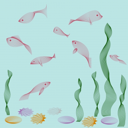 Aquarium objectsのイラスト素材