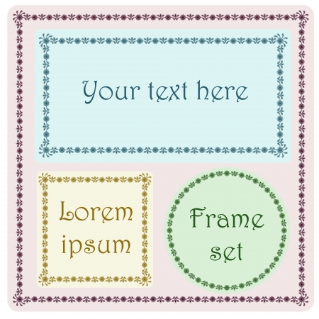 Set of vintage decorative frames. No mesh, gradient, transparency used. Objects grouped and named in English. のイラスト素材