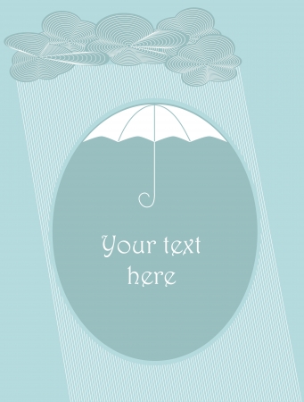 Clouds and rain falling down with place for text under umbrella. Objects grouped and named in English. No mesh, gradient, transparency usedのイラスト素材