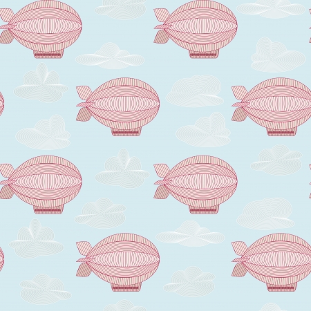 Seamless pattern with pink zeppelins  Objects grouped and named in English  No mesh,gradient, transparency used  のイラスト素材