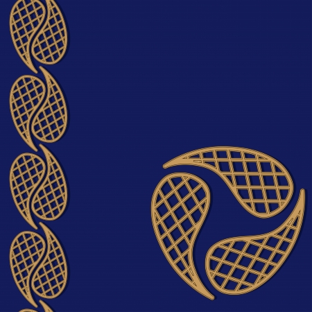 Golden decorative element on blue background. Objects grouped and named in English. No mesh, gradient, transparency used. のイラスト素材