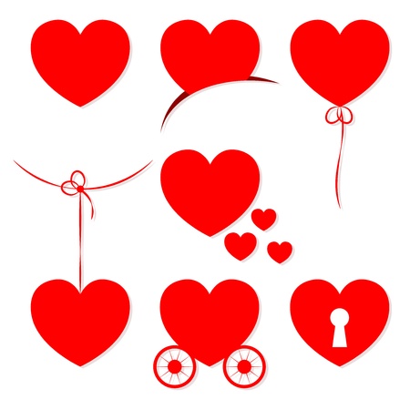 Set of 7 Valentine s Day hearts のイラスト素材