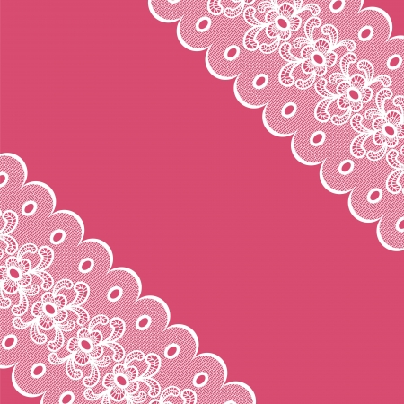 Pink background with two lacy corners のイラスト素材
