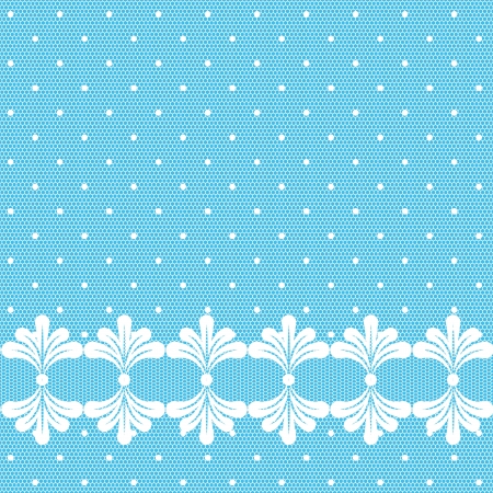Blue lacy polka dot background with seamless white border. のイラスト素材