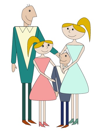 Cartoon family of four person  のイラスト素材