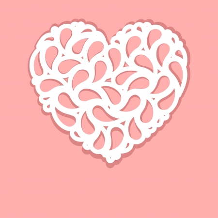 Paper cut heart on pink background のイラスト素材