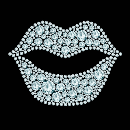 Plump lips made of diamonds  のイラスト素材