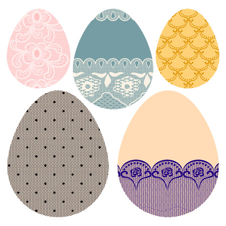 Set of lacy decorative Easter eggs.のイラスト素材
