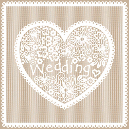 Lacy heart with Wedding inscription のイラスト素材