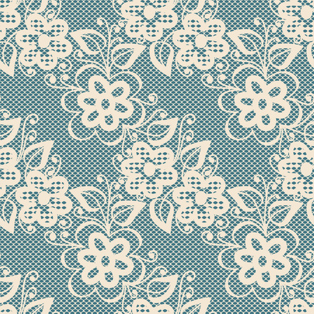 Seamless white lace on blue backgroundのイラスト素材