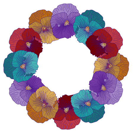 Round pansy frameのイラスト素材