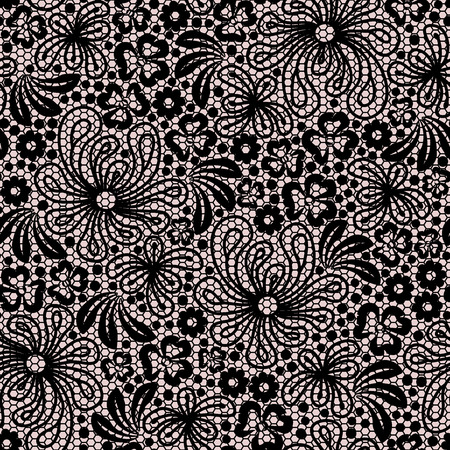 Seamless black lace on pink background のイラスト素材