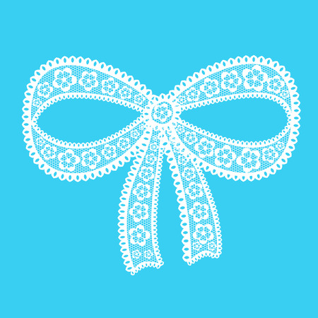 Decorative lacy bow on blue background のイラスト素材