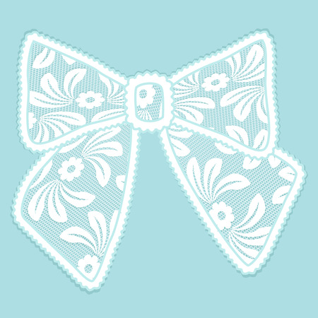 Decorative lacy bow on blue backgroundのイラスト素材