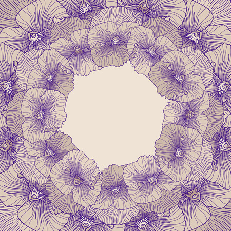 Round pansy frame のイラスト素材