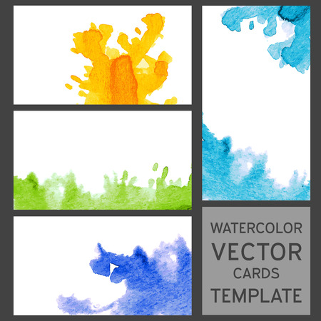Set of grunge watercolor visit cards templatesのイラスト素材