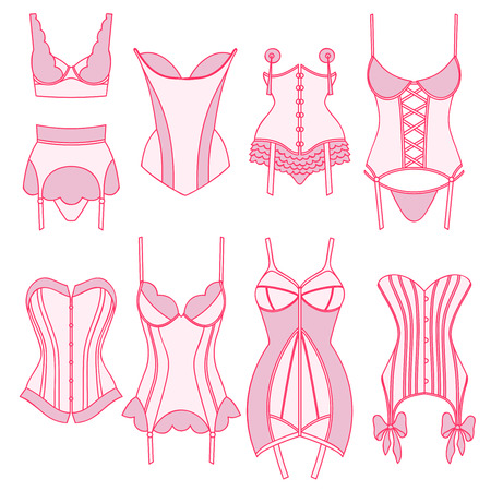 Set of vintage lingerie elementsのイラスト素材