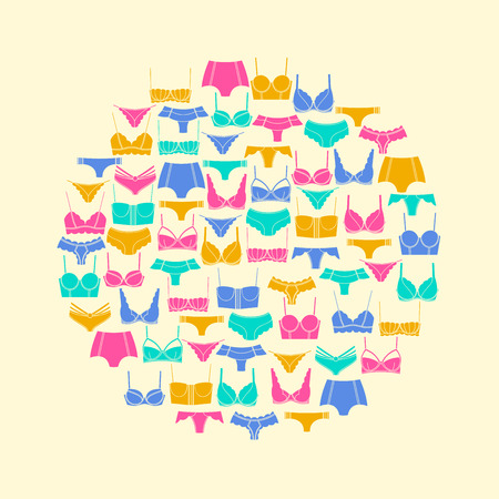 Round composition of lingerie elementsのイラスト素材