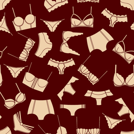 Beige lingerie on brown background seamless patternのイラスト素材