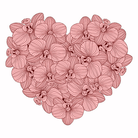 Orchid flowers heart compositionのイラスト素材