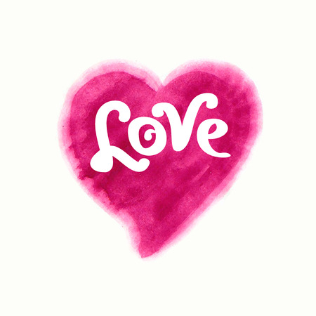Love inscription on a watercolor heartのイラスト素材