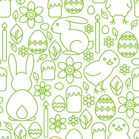Seamless pattern of Easter symbols line artのイラスト素材