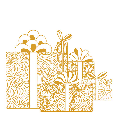 Composition of gift boxes on white backgroundのイラスト素材