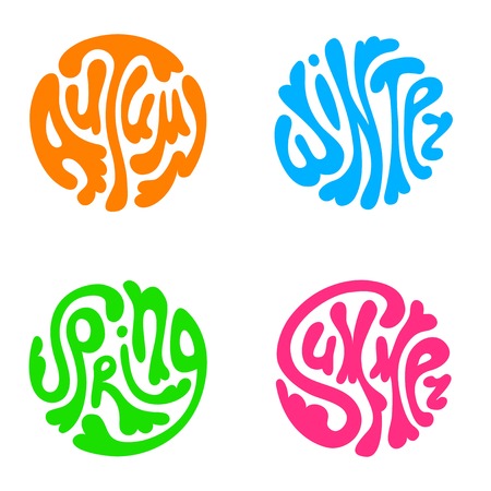 Set of seasons names written in a shape of circleのイラスト素材