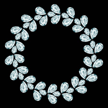 Diamond round frame on black backgroundのイラスト素材