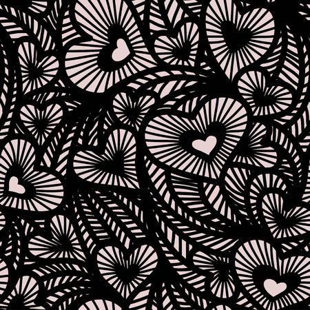 Decorative lace pattern with hearts