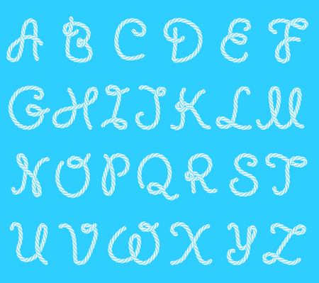 Set of rope font latin lettersのイラスト素材