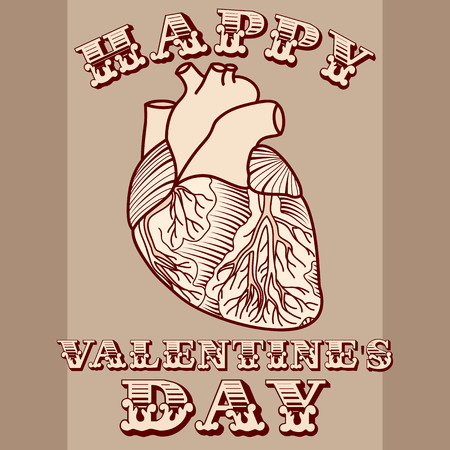 Sarcastic Valentine card with anatomic heartのイラスト素材