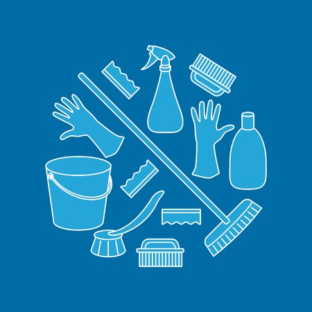 Round combination of household cleaning objectsのイラスト素材