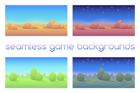 Set of 4 seamless game backgrounds. Eps 10のイラスト素材